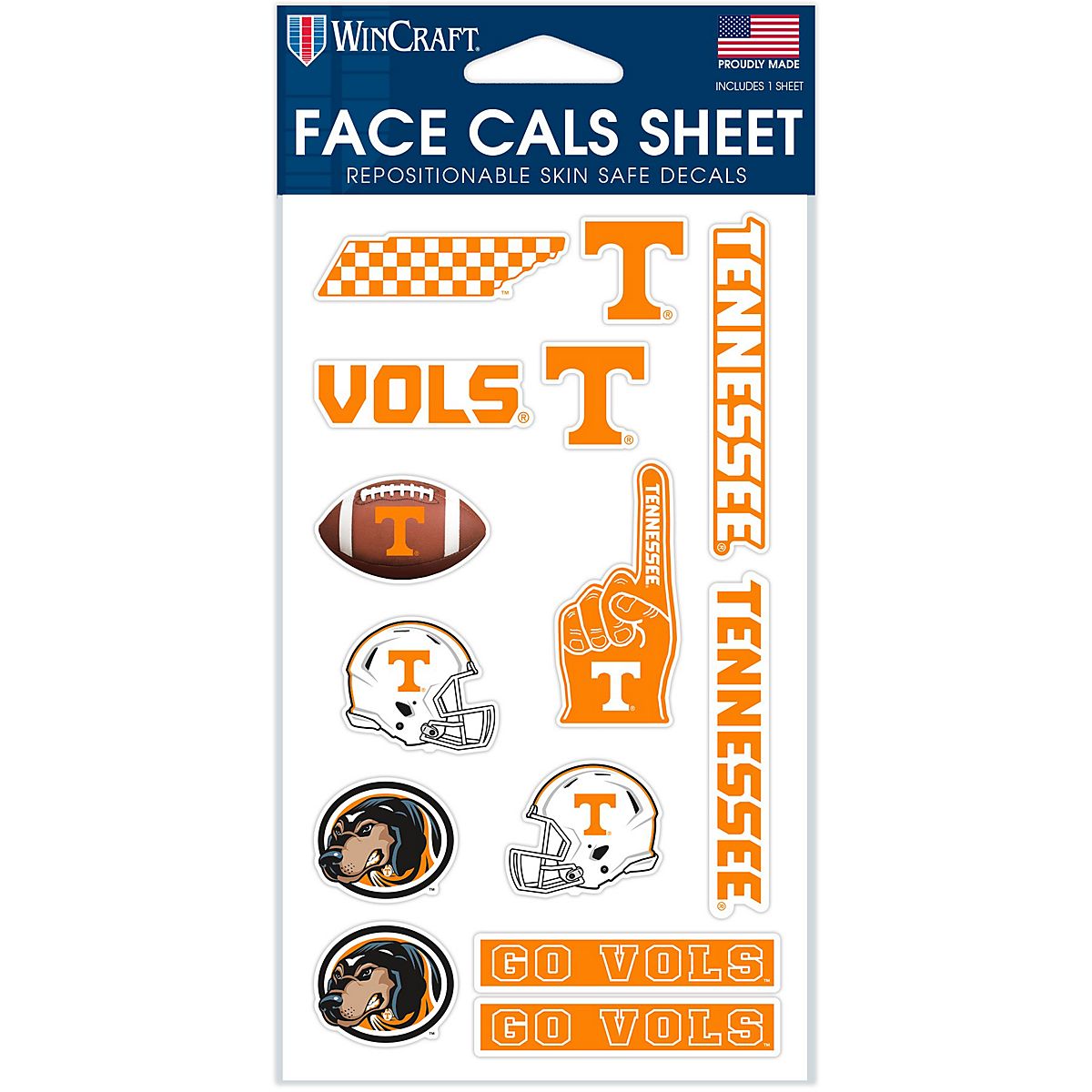 WinCraft University of Tennessee Face Cal 4 in x 7 in Sheet | Academy