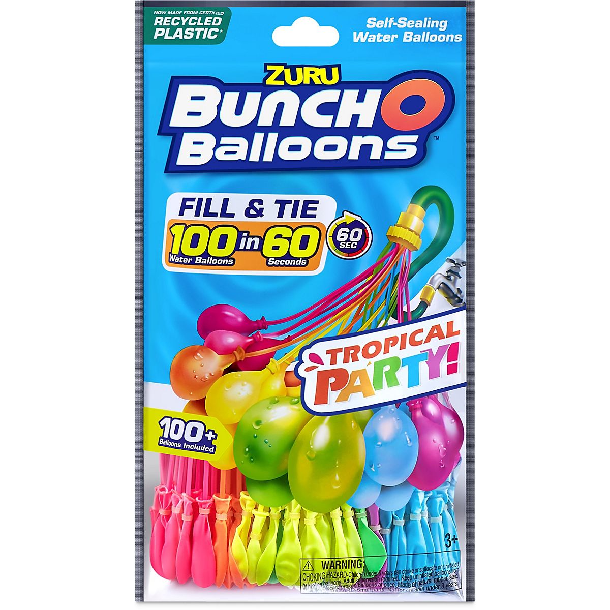 ZURU Bunch O Balloons Tropical Party 100+ Water Balloons 3Pack Academy