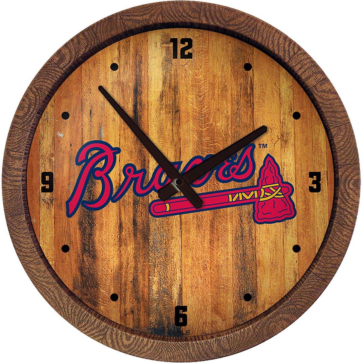 The Fan-Brand Atlanta Braves Faux Barrel Top Wall Clock | Academy