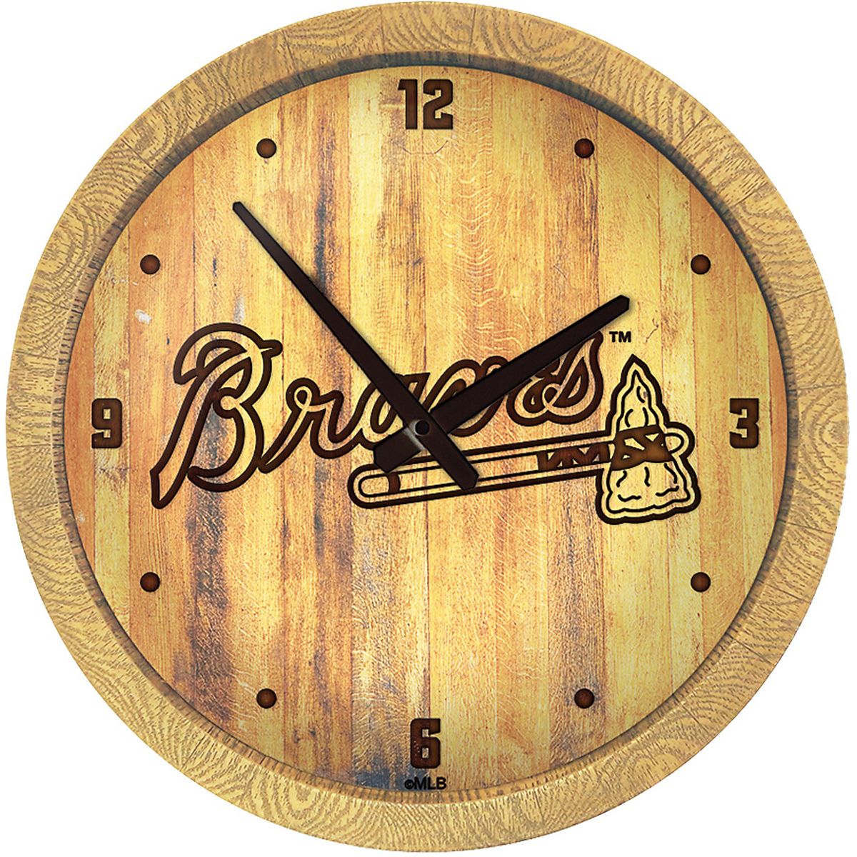 The Fan-Brand Atlanta Braves Ash Branded Faux Barrel Top Wall Clock ...