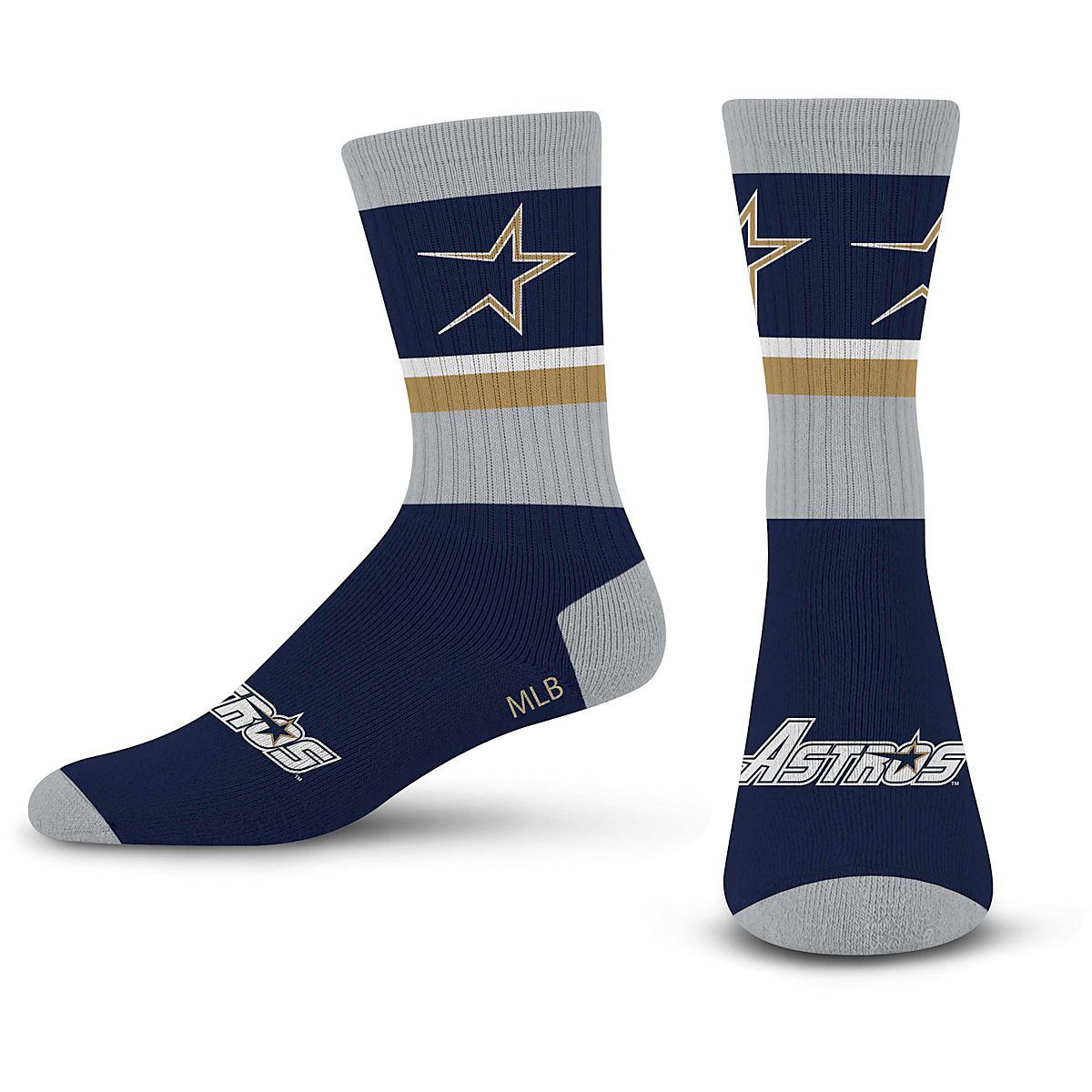 For Bare Feet Adults' Houston Astros Cooperstown Double Duce Cotton Crew Socks Academy
