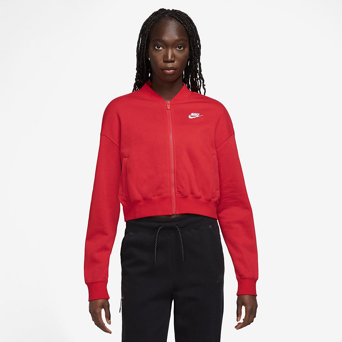 Nike Women's Sportswear Club Fleece Oversized Cropped Full Zip ...