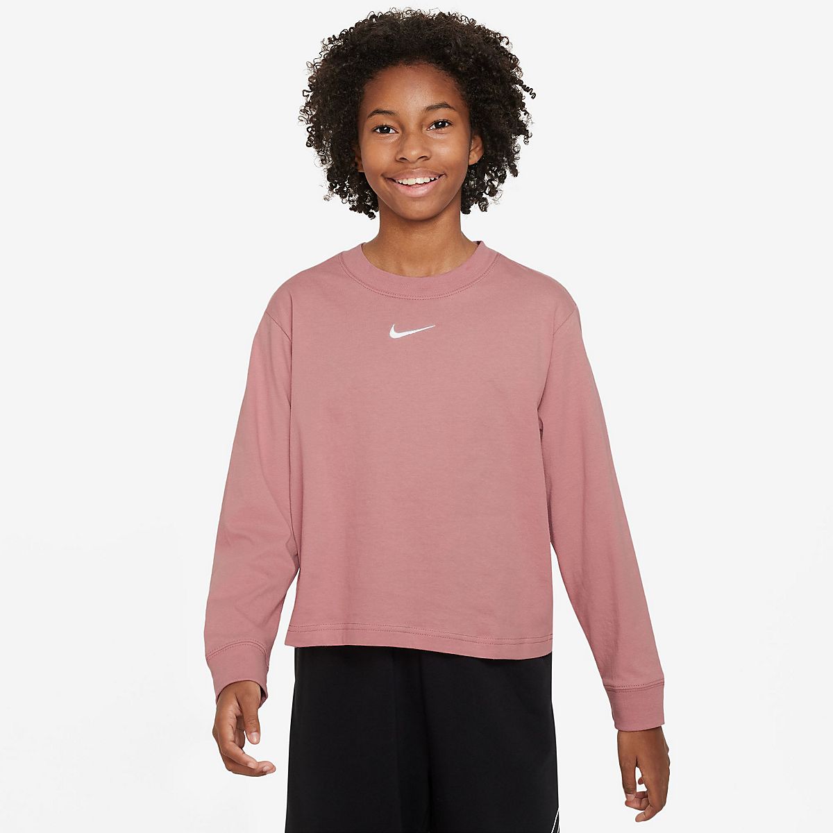 Nike Girls' Sportswear Essential Boxy Long Sleeve Graphic T-shirt | Academy