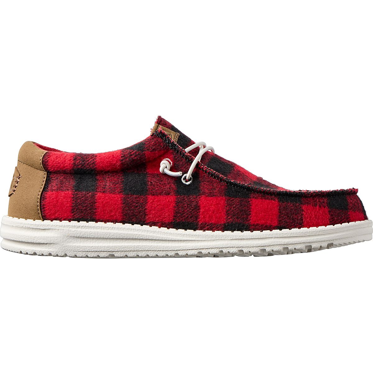 HEYDUDE Boys' Wally Buffalo Plaid Shoes Red/Black, 11 - at Academy Sports