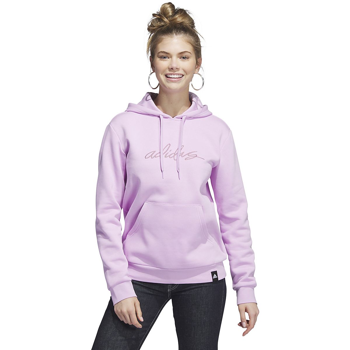 adidas Women s Script Fleece Graphic Hoodie Academy