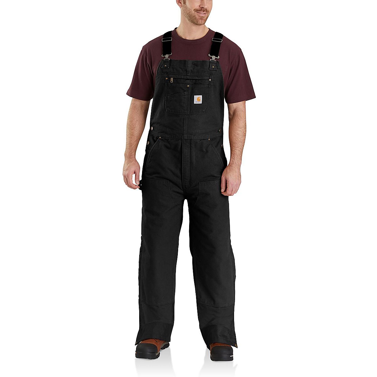 Carhartt Men's Loose Fit Washed Duck Insulated Bib Overalls | Academy
