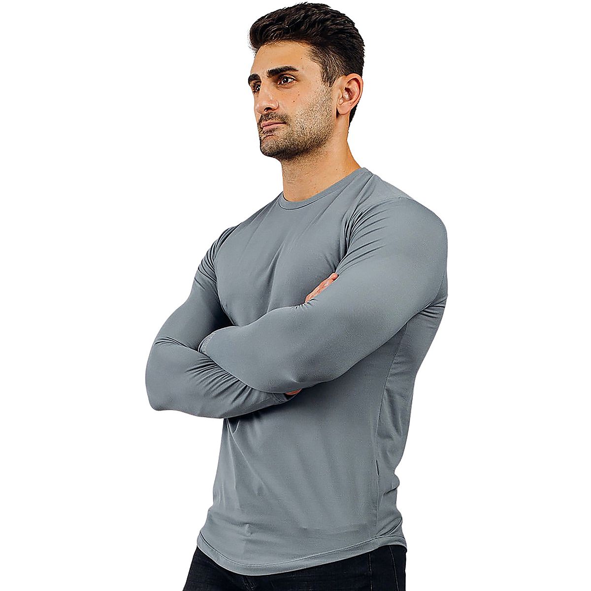 Barbell Apparel Men's Fitted Drop Hem Long Sleeve Tshirt Academy