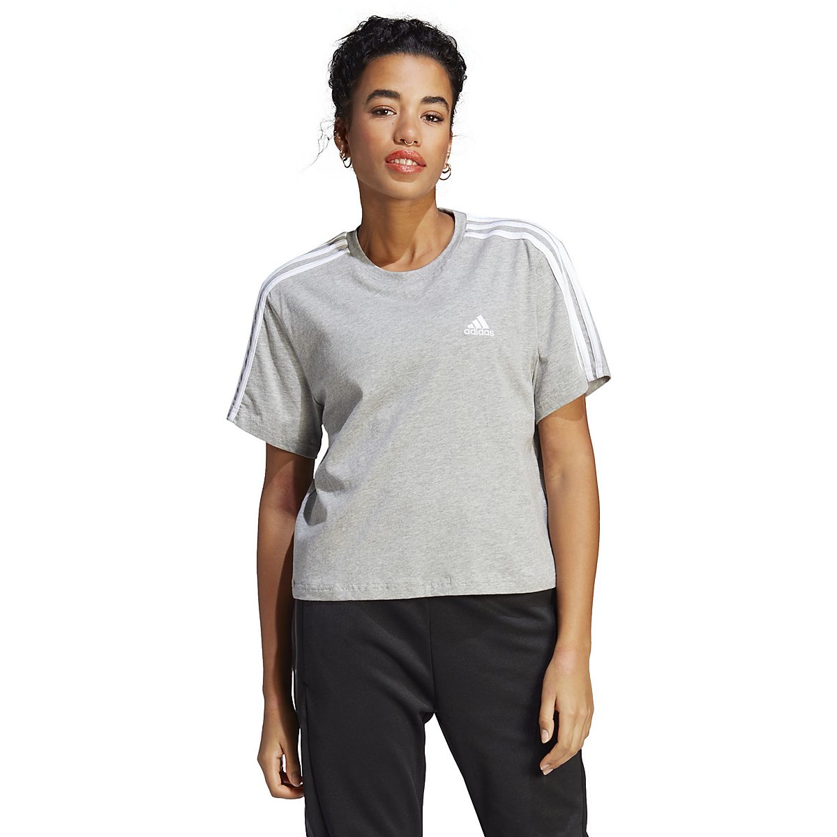 adidas Women s 3 Stripe Crop Top Free Shipping at Academy