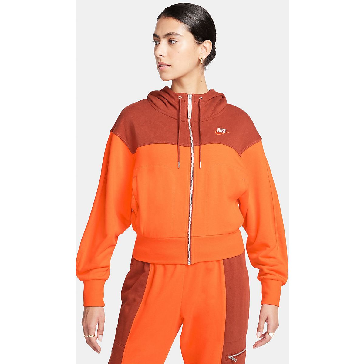 Nike, Tops, Nike Sportswear Running Full Zip Cropped Hoodie Orange Women  Medium L