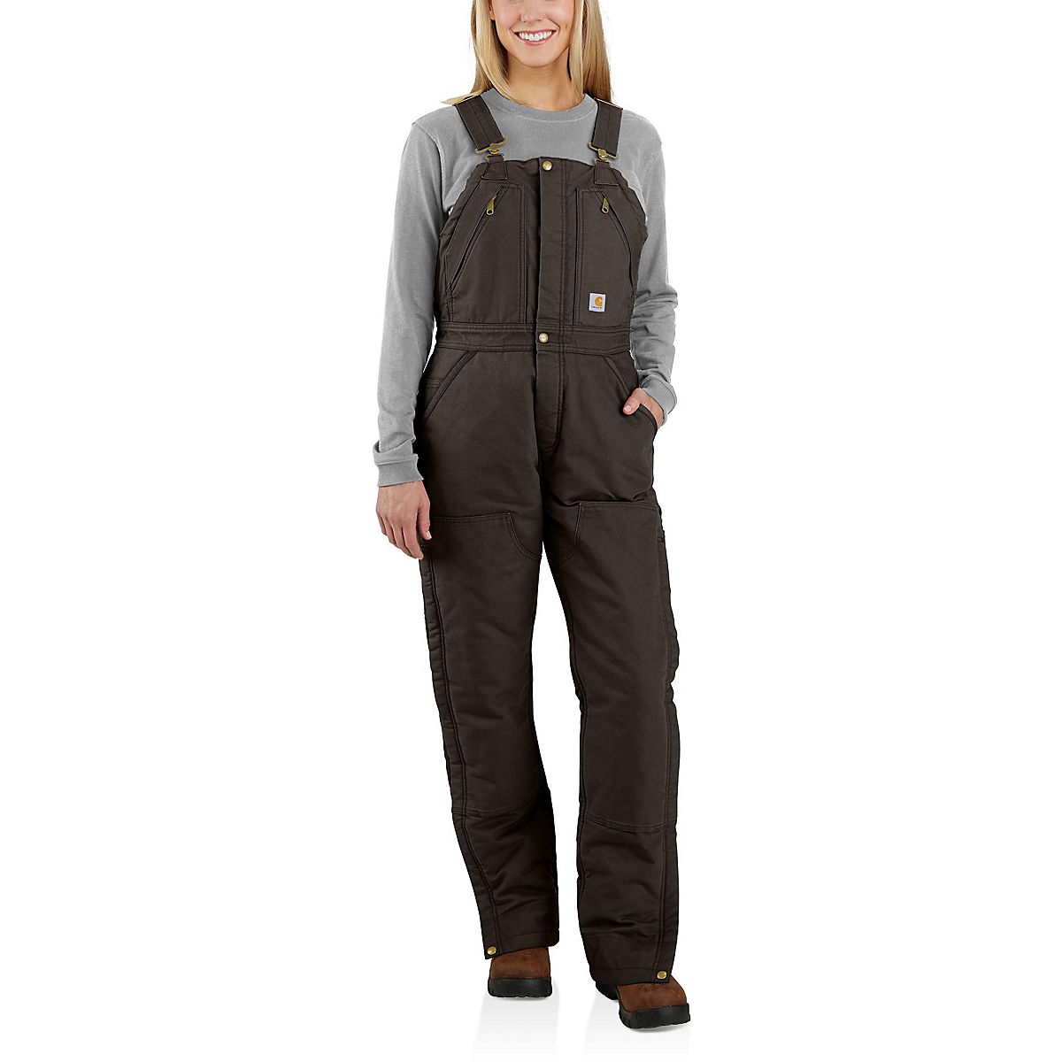Carhartt Women's Loose Fit Washed Duck Insulated Bib Coverall Academy