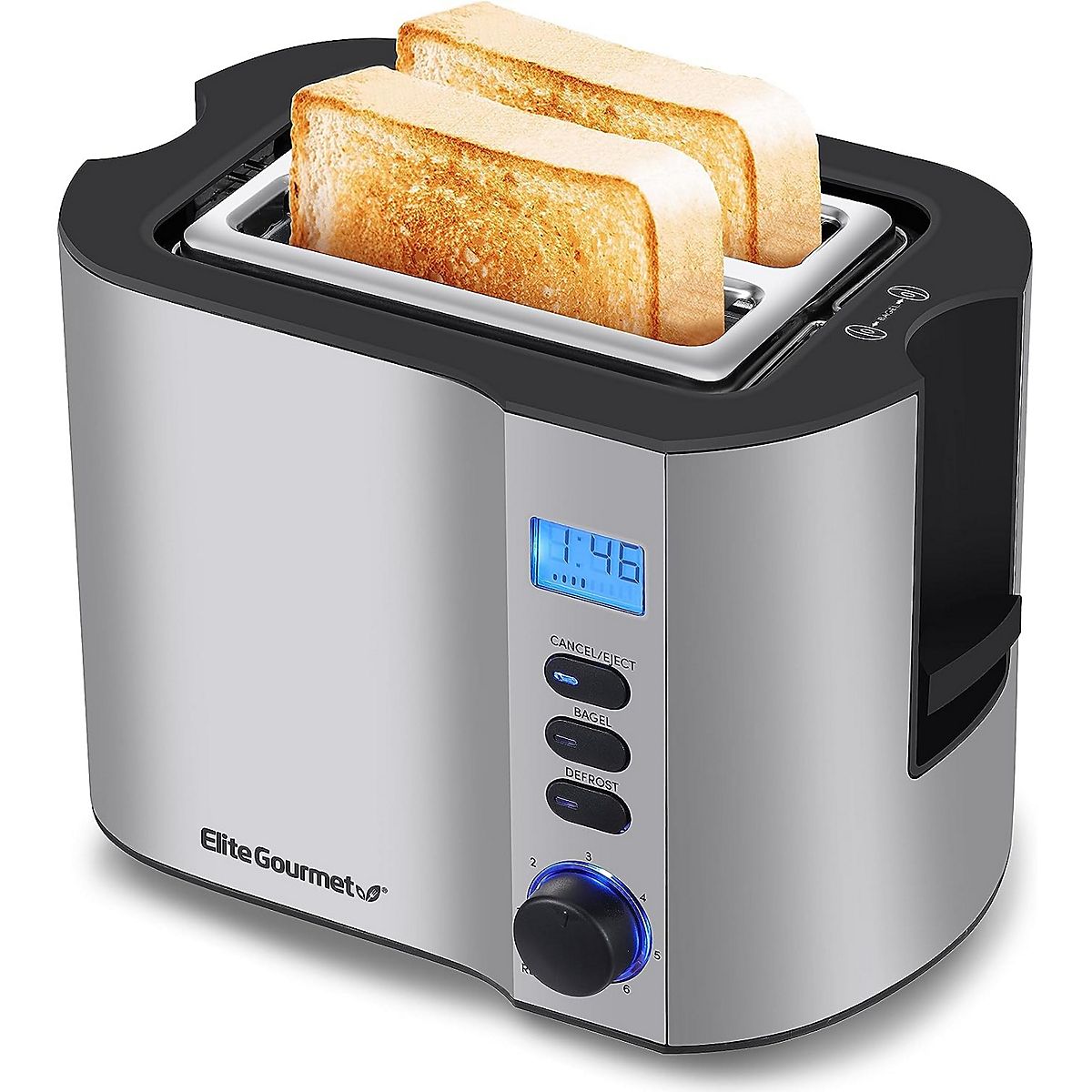 Elite Gourmet SS 2-Slice LCD Toaster With Bagel Function