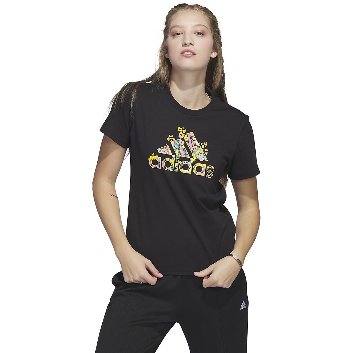 adidas Women's Botanical Graphic T-Shirt Dress Blue Size 1X