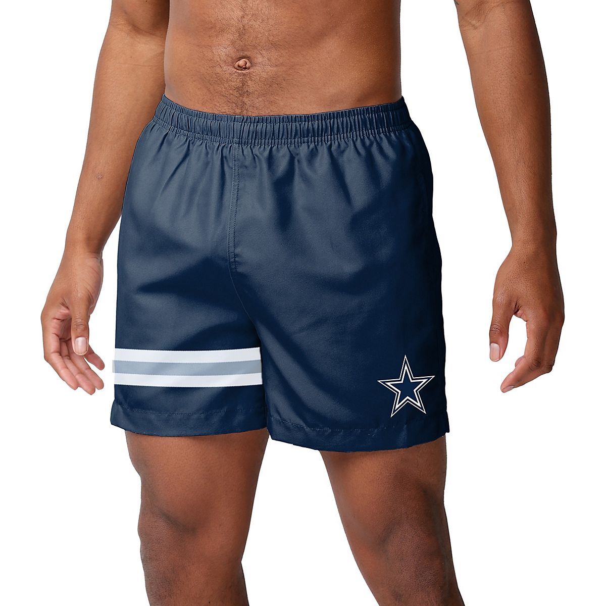 FOCO Men s Dallas Cowboys Team Stripe Swim Trunks 5.5 in Academy