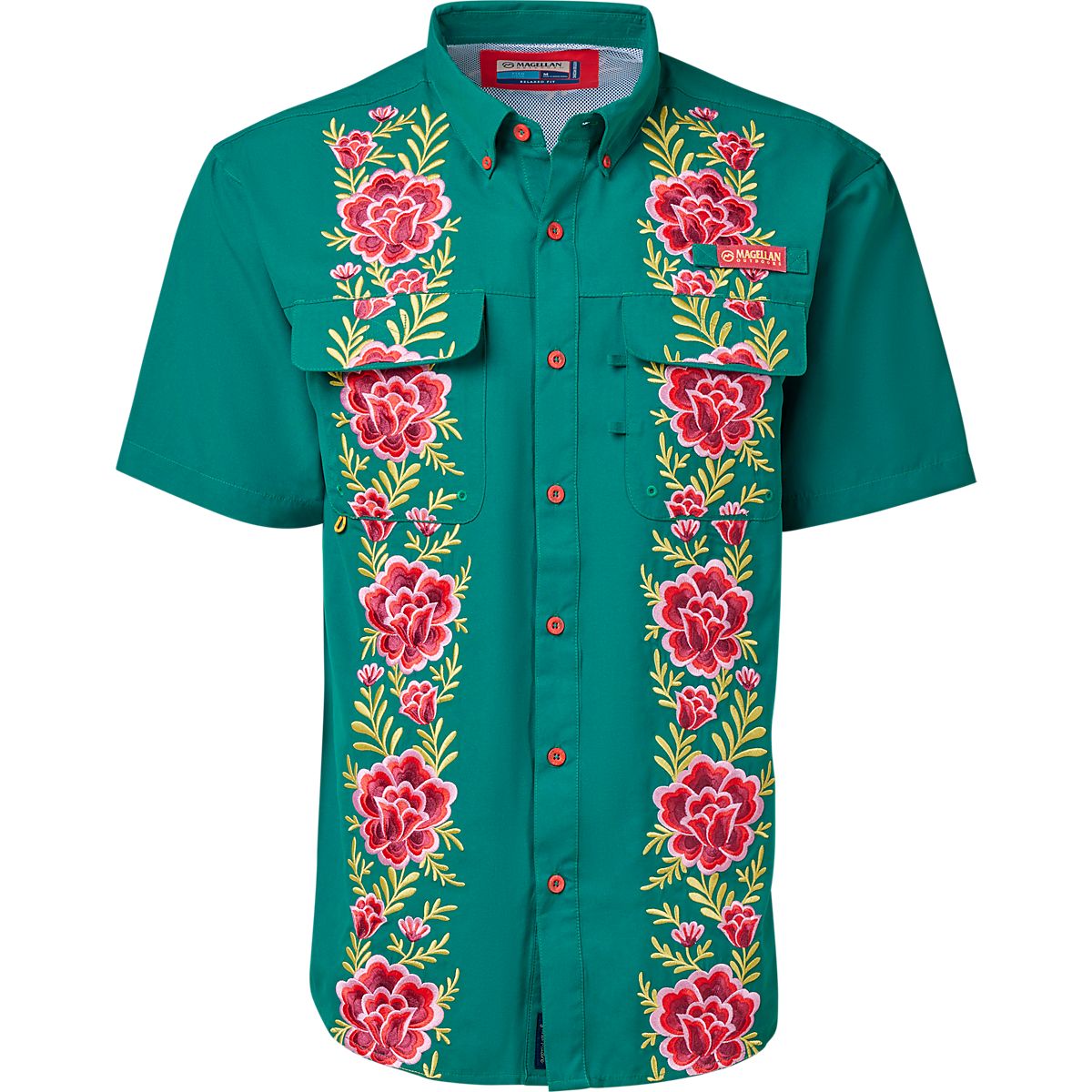 Magellan Outdoors Men's Laguna Madre Flores Button Down Shirt