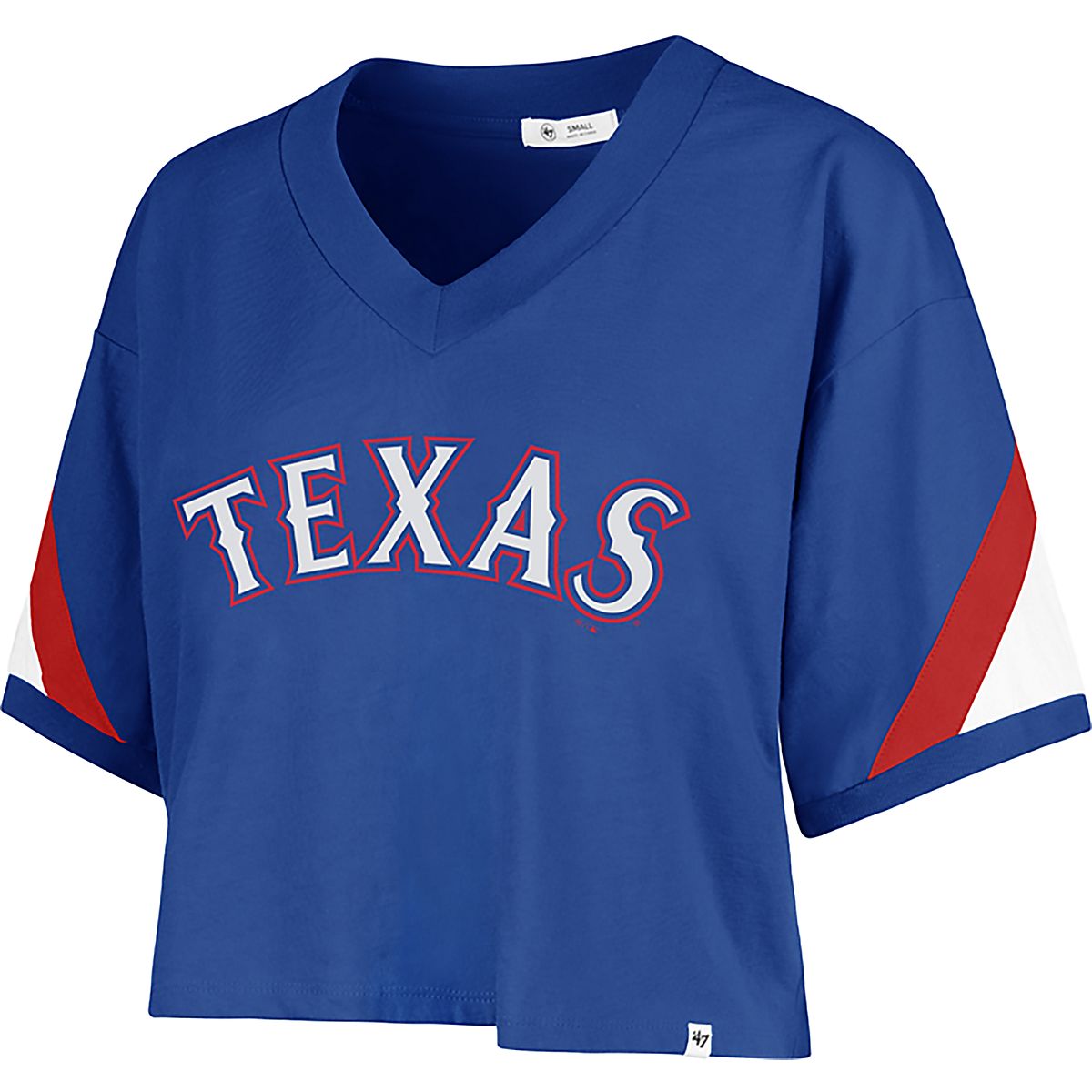 47 Women's Rangers Wordmark Geo Cropped V-Neck T-shirt | Academy