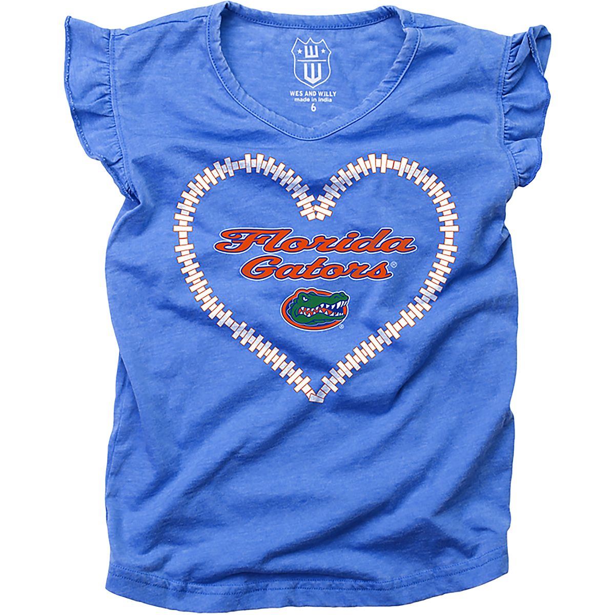 Wes & Willy Girls' University of Florida Heart Burnout Ruffle T-shirt ...