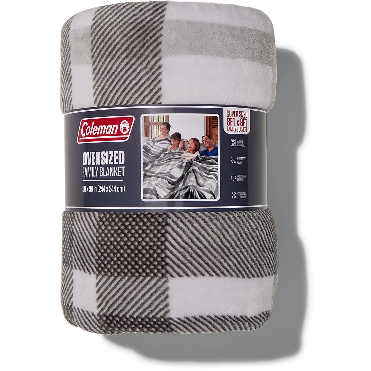 Coleman Oversize 96x96 Amador Grey Plaid Family Blanket | Academy