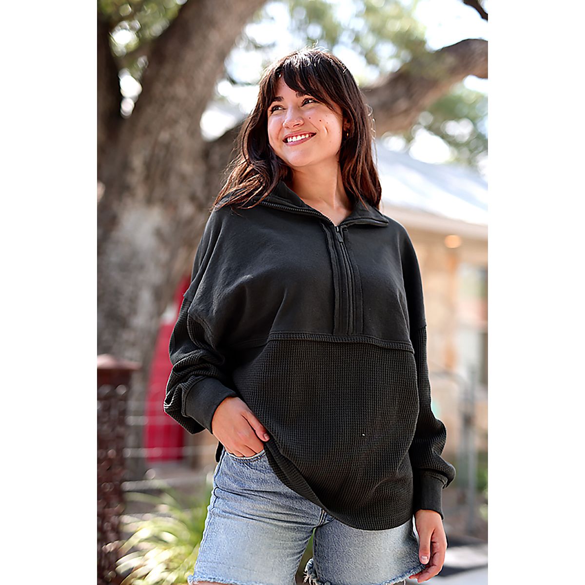 Jadelynn Brooke Women's Ready Or Not Waffle 1/4-Zip Pullover