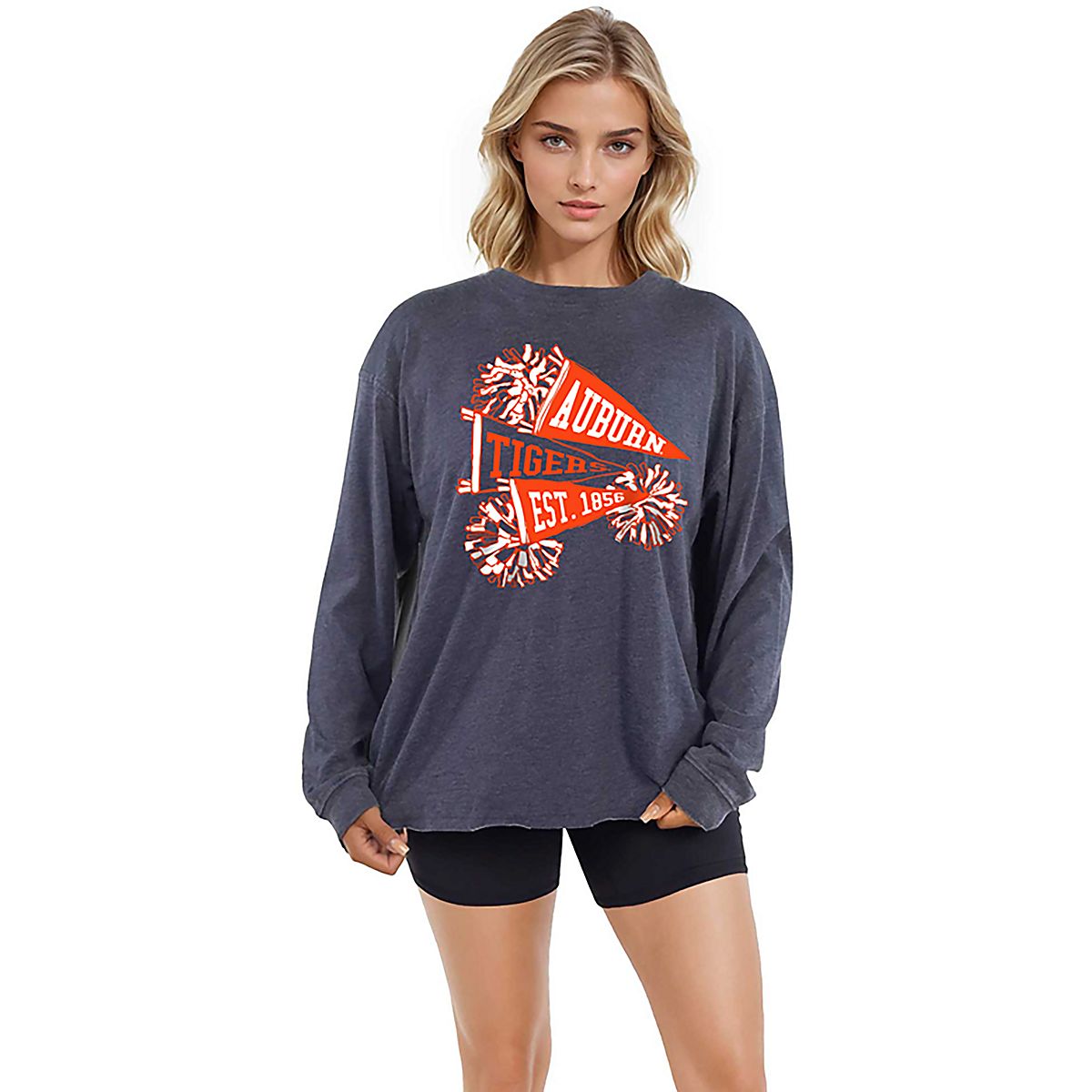 Chicka-d Women's Auburn Pom Pom Timeless Long Sleeve T-shirt | Academy