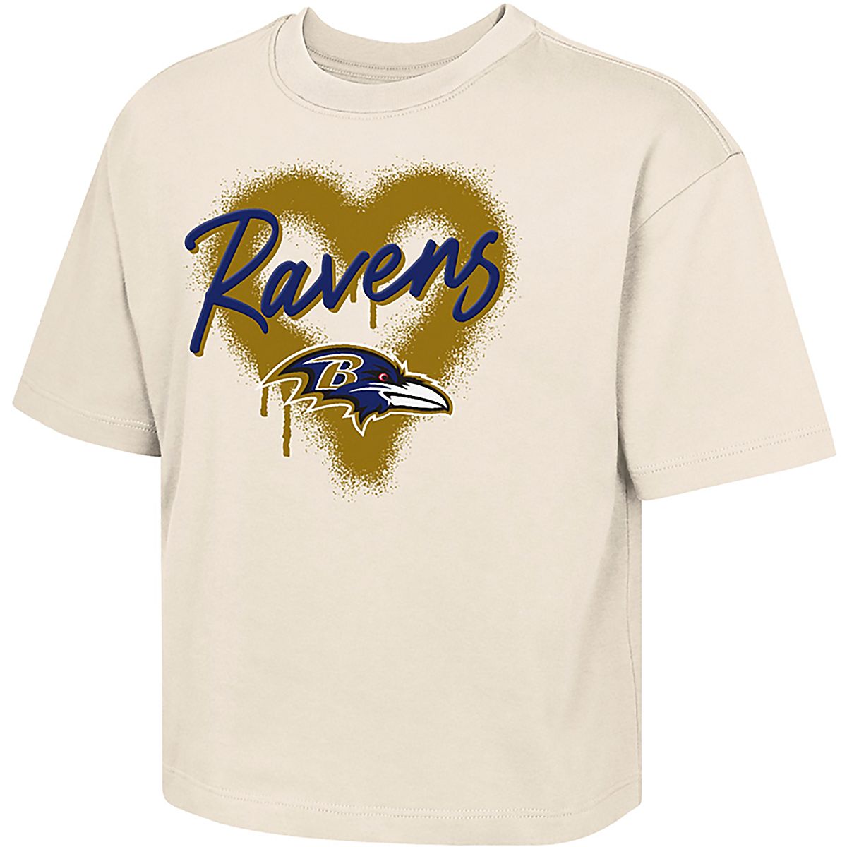 Outerstuff Girls' Ravens Spray Heart Boxy T-shirt | Academy
