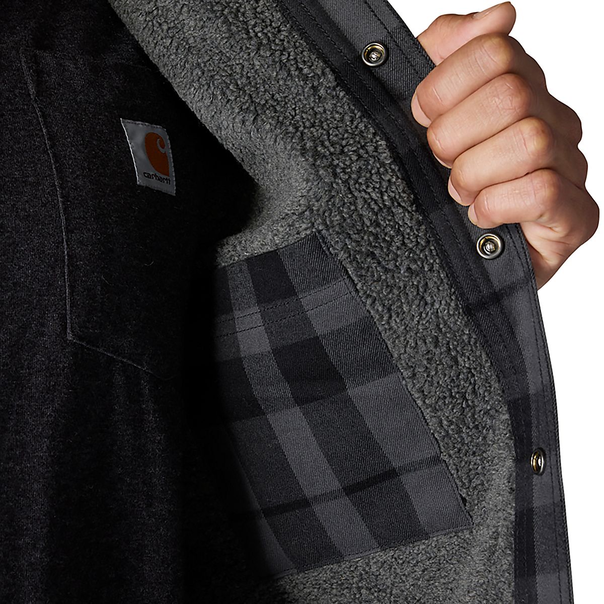 美品 carhartt ボアネルシャツ ブラック×グレー RELAXED FIT Carhartt Men's Relaxed Fit Flannel Sherpa-Lined Shirt Jac | Academy