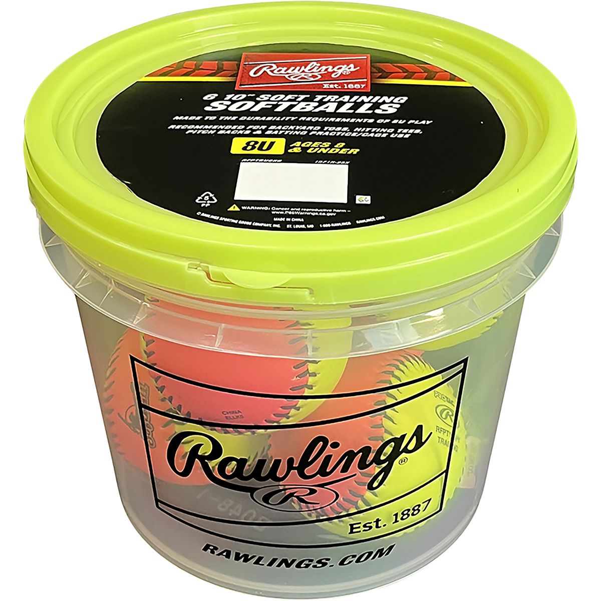 Rawlings 8U 10 in Practice Fastpitch Softball Bucket 6-Pack | Academy