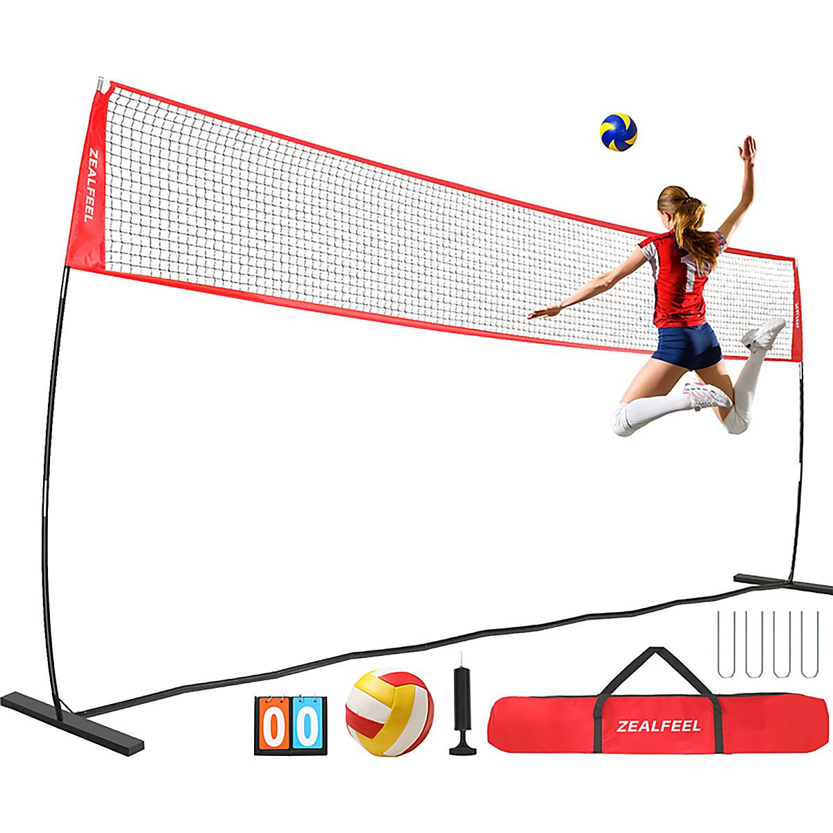 Zealfeel Adjustable Portable 20 ft Volleyball Training Net Set