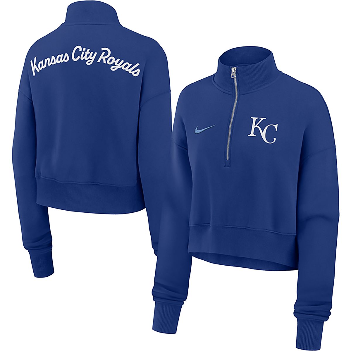 Nike Women's Kansas City Royals Phoenix 1/2-Zip Cropped Long
