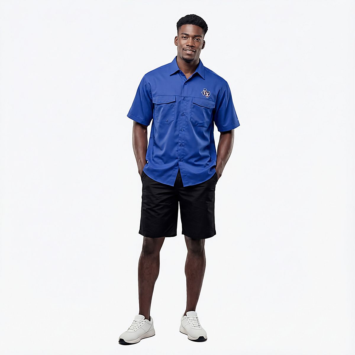Antigua Men's Texas Rangers Game Day Woven Fishing Shirt | Academy