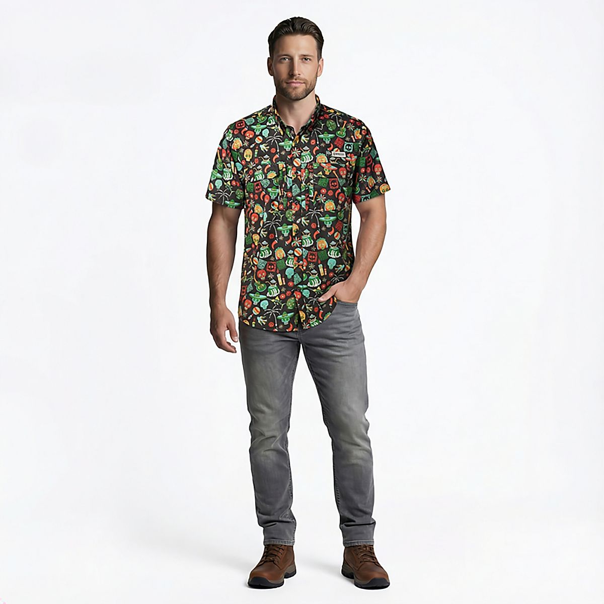 Chemise De Pêche Magellan Caviar Dia De Los Muertos, Manches Courtes, Taille L