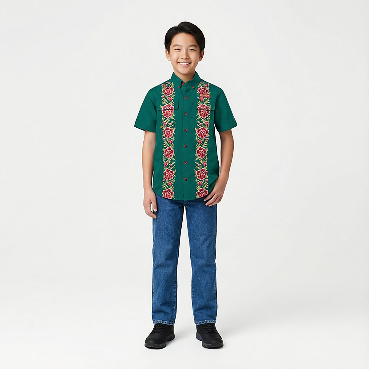 Magellan Outdoors Boys' Laguna Madre Flores Button Down Shirt