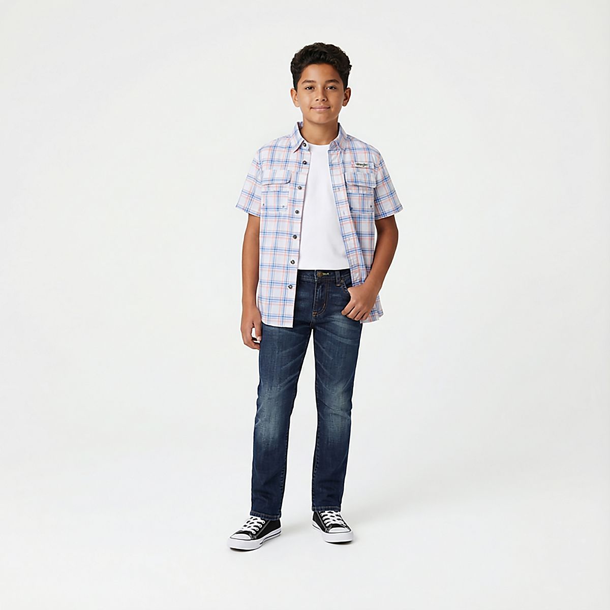 Lot Garçon : Jean Wrangler 8 Slim Taille Ajustable + T-shirt Urban Pipeline Rayé Manches Longues Taille 8