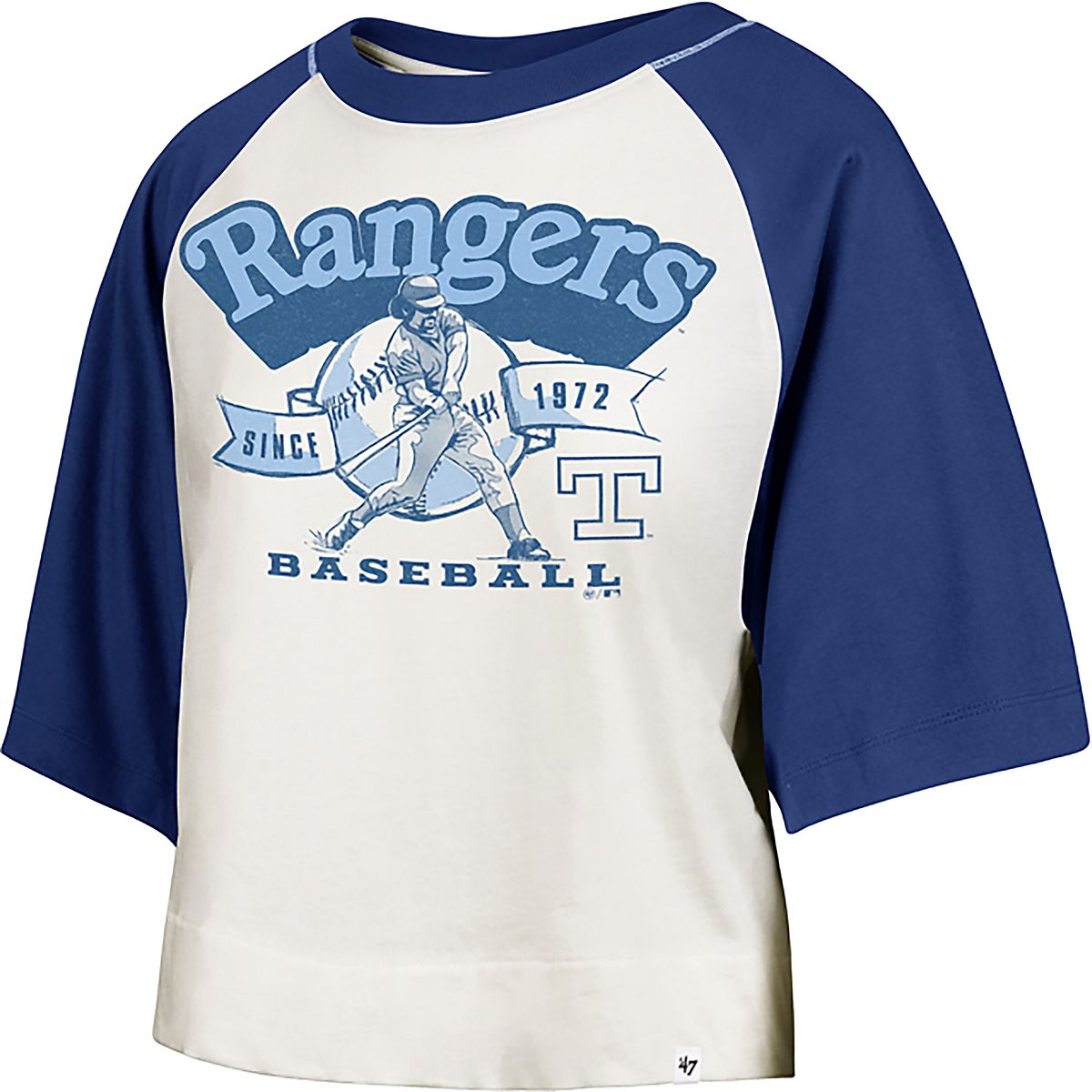 47 Texas Rangers Women's Infield Shift Raglan Crop Graphic T-shirt