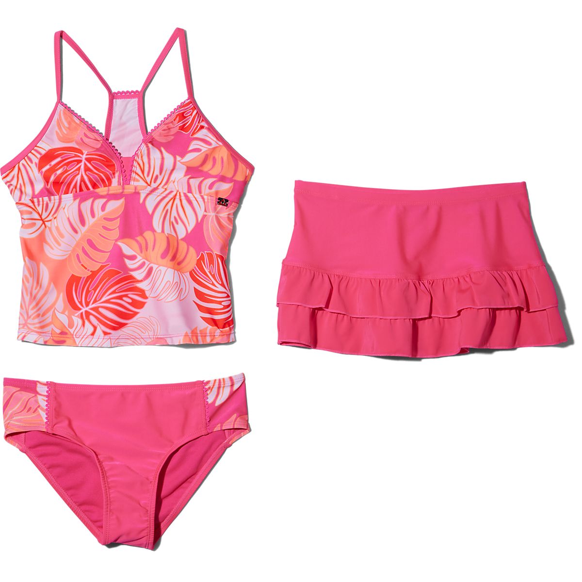 Gerry Girls' Vivid Ric-Rac Trim Tankini Ruffle 3-Piece Skirt Swim Set ...