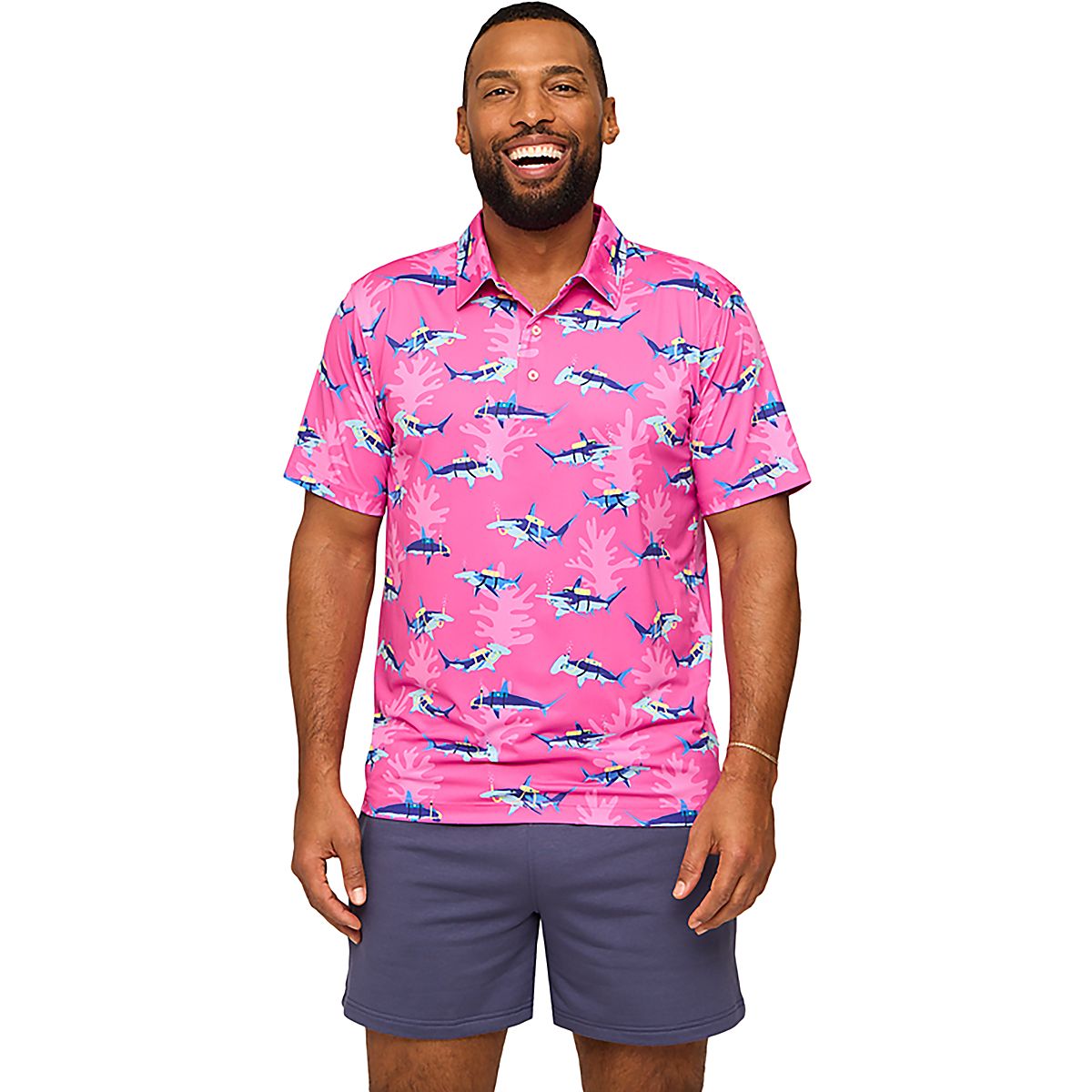 Chubbies Men's The Great Pink Shark Performance Polo Shirt | Academy