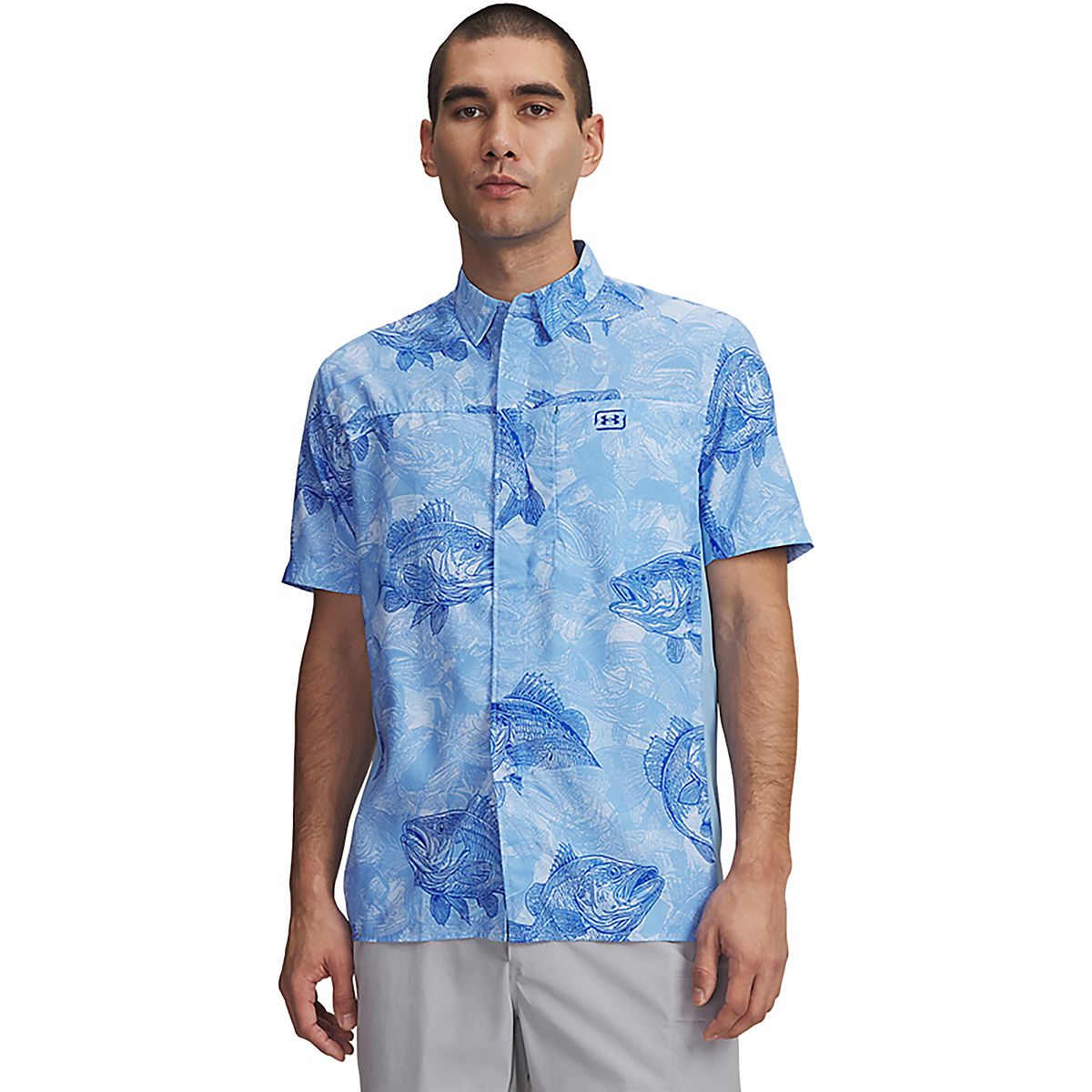 Under Armour Men's Shorebreak Fish Hybrid Printed Woven Shirt