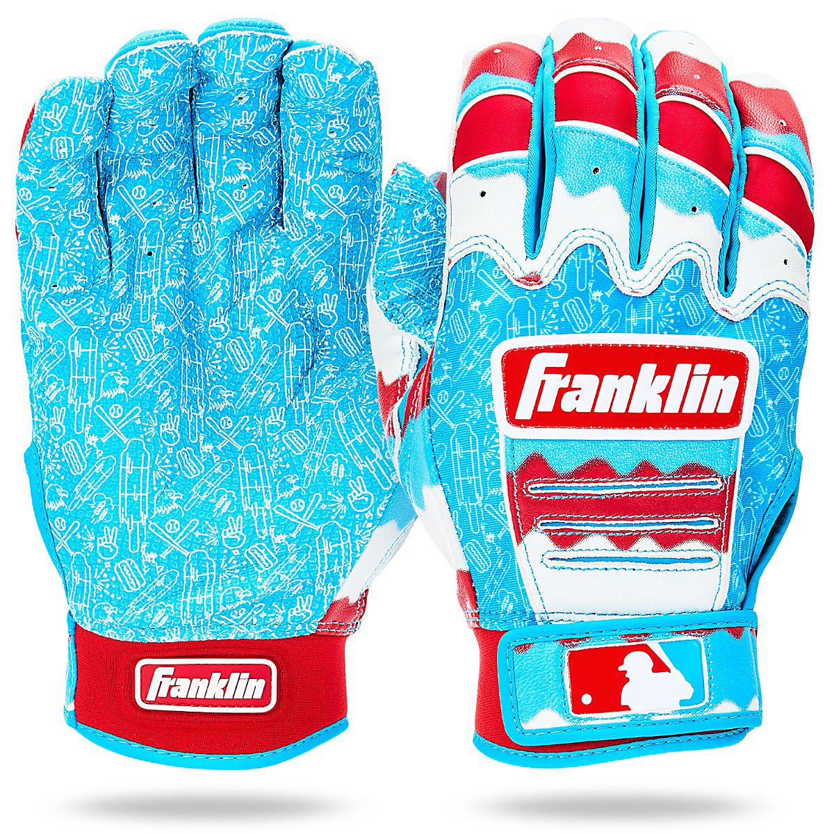 Gants De Frappe Baseball Franklin CFX Pro Youth – Marine/Chrome – Taille Medium – Neuf