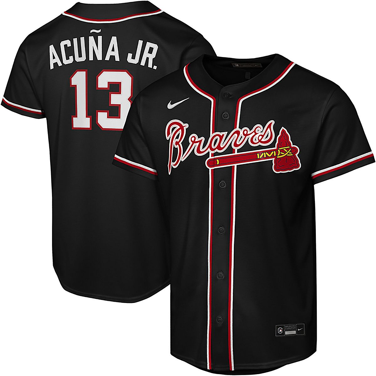 Nike Youth Atlanta Braves Ronald Acuna Jr. 2026 Black Out Fashion