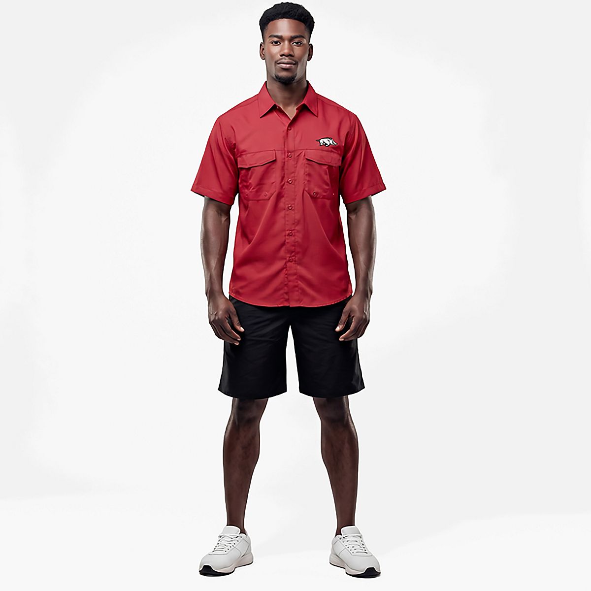 Antigua Men's University of Arkansas Game Day Woven Fishing Shirt
