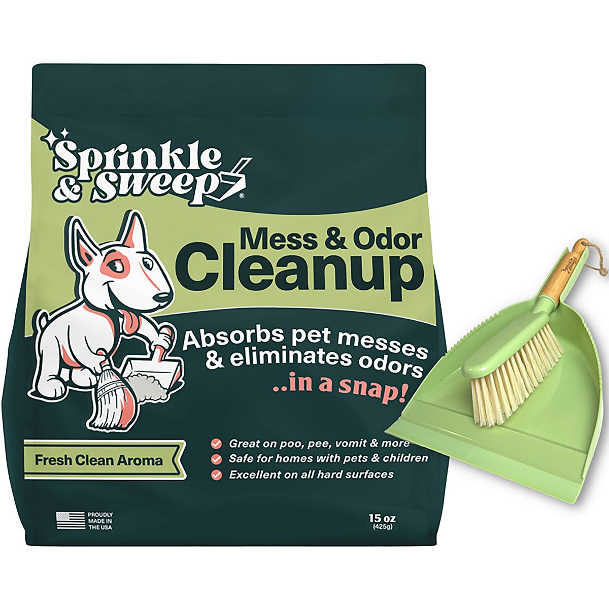 Sprinkle & Sweep 15 oz Pet Mess and Odor Cleanup Duo