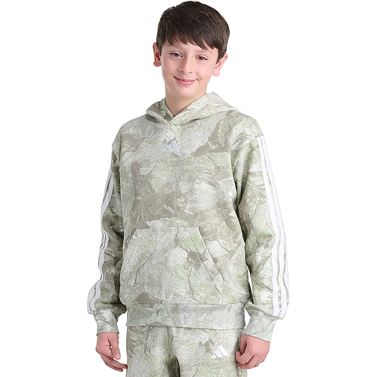 adidas Boys' All Over Print 3-Stripe Rock Camo Hoodie