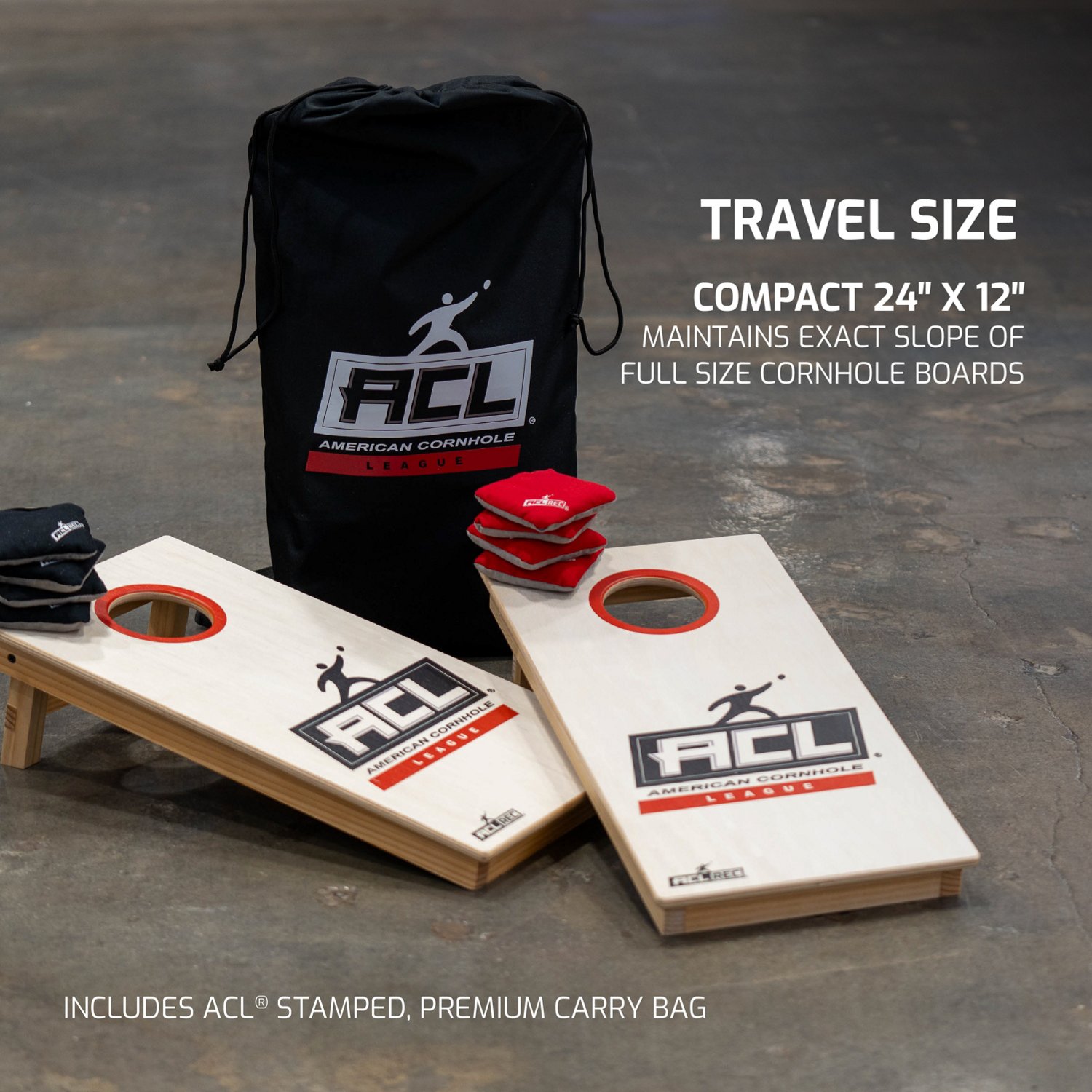American Cornhole League ACL REC MINI 1x2 Cornhole Board Set Academy