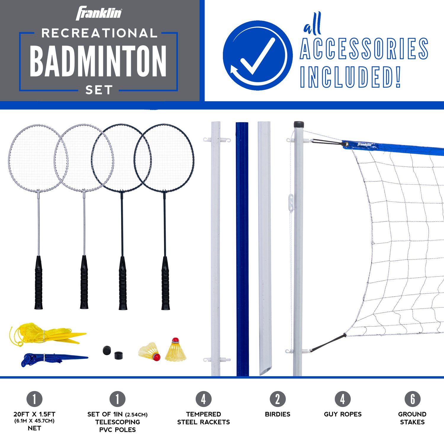 Franklin Sports Badminton Set Academy