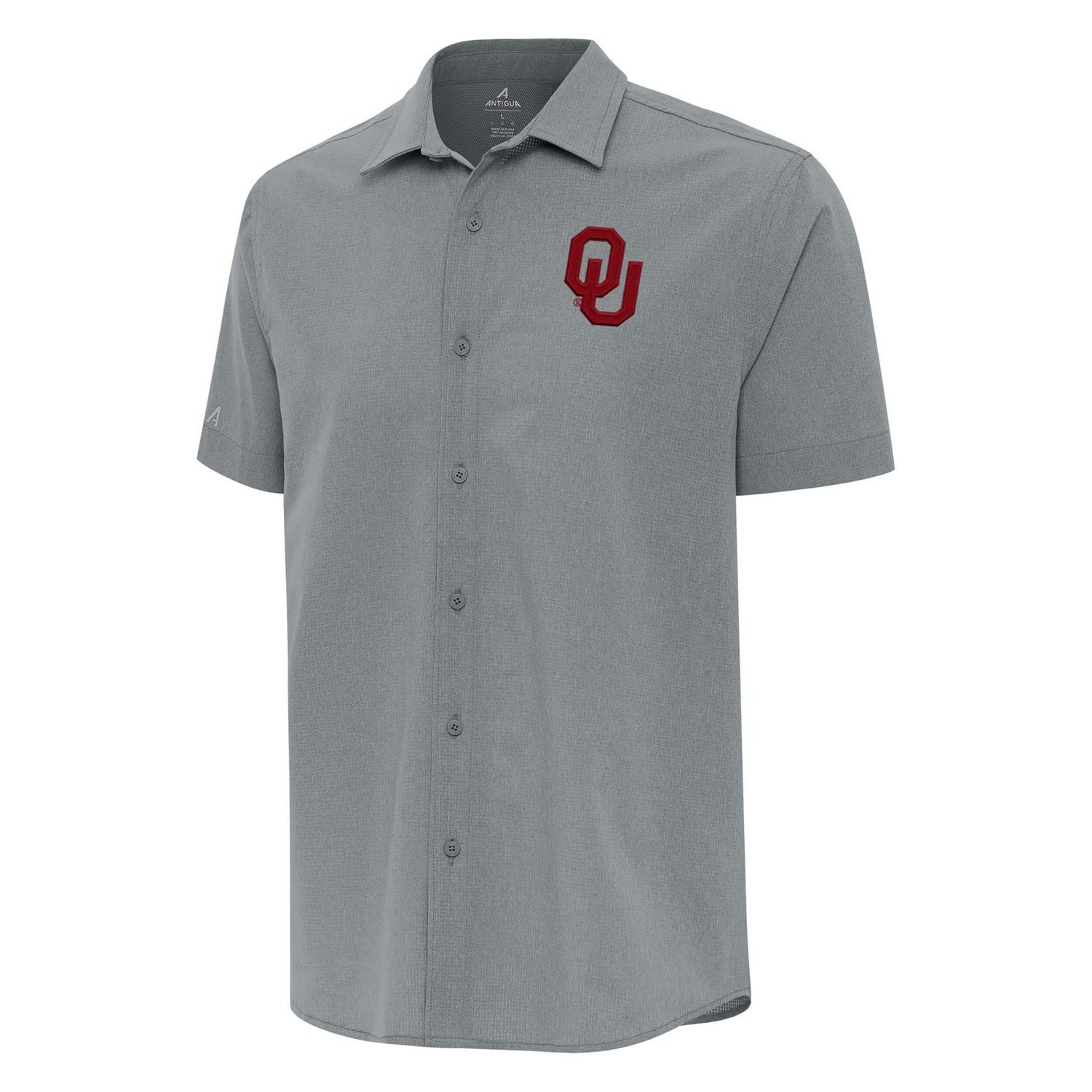 Antigua Oklahoma Sooners Activate Woven Short Sleeve Button-Down Shirt ...