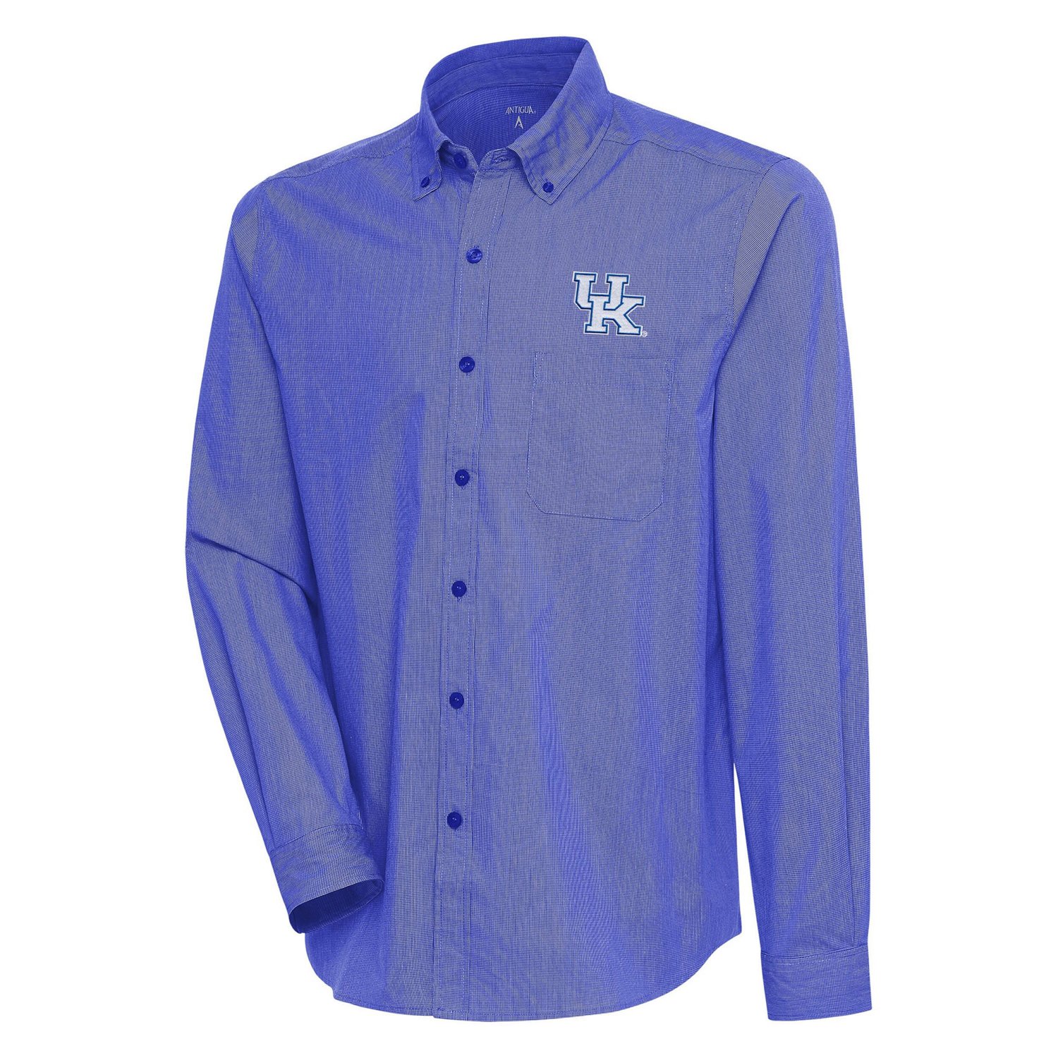 Antigua /White Kentucky Wildcats Compression Long Sleeve ButtonDown