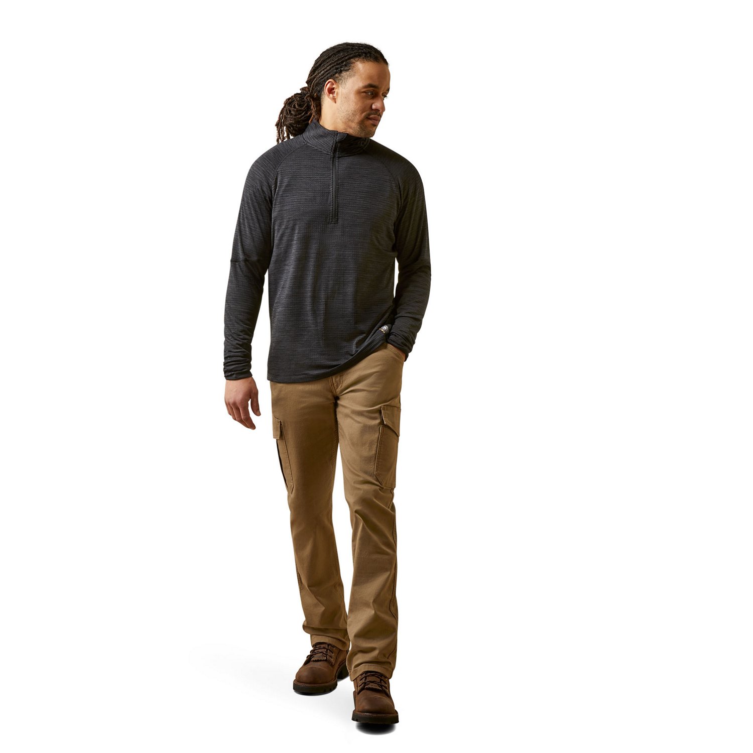 Pull Femme Ariat Rebar Gridwork – Couche De Base 1/4 Zip – Noir, Taille M