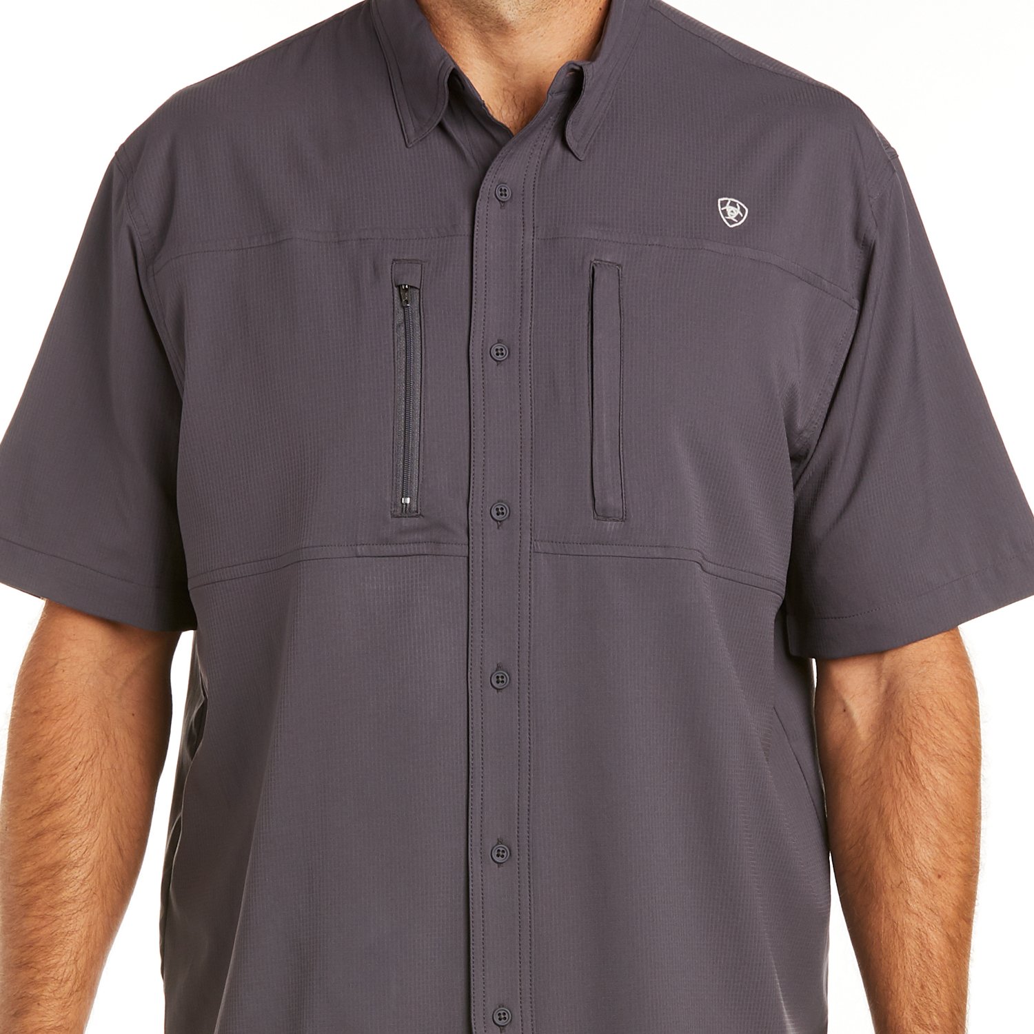 Ariat Venttek Classic Fit Camicia Uomo, Maniche Corte, Nero, Taglia XL. Tessuto Traspirante Con Protezione UPF E Tecnologia Antiodore