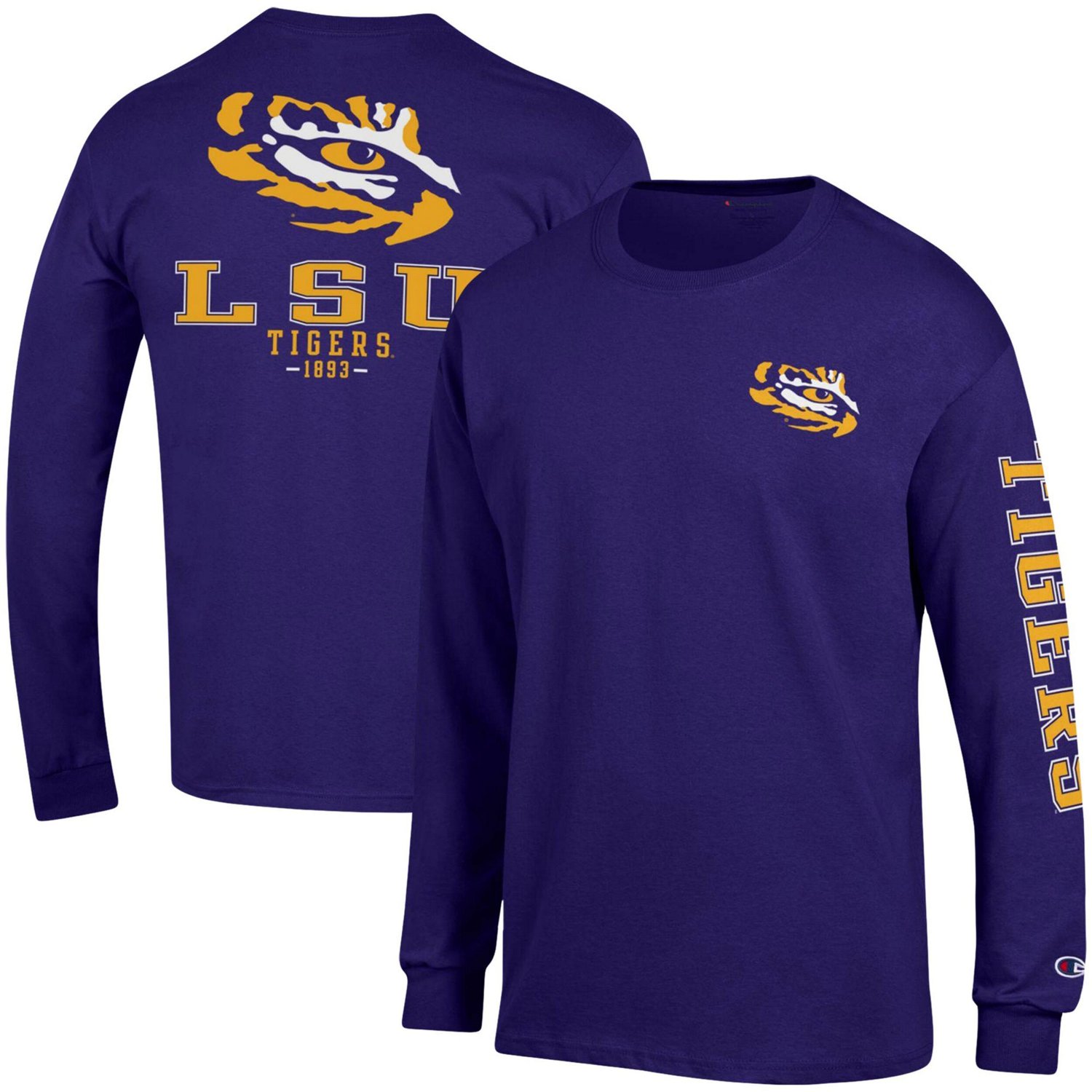 Champion LSU Tigers Team Stack Long Sleeve TShirt Academy