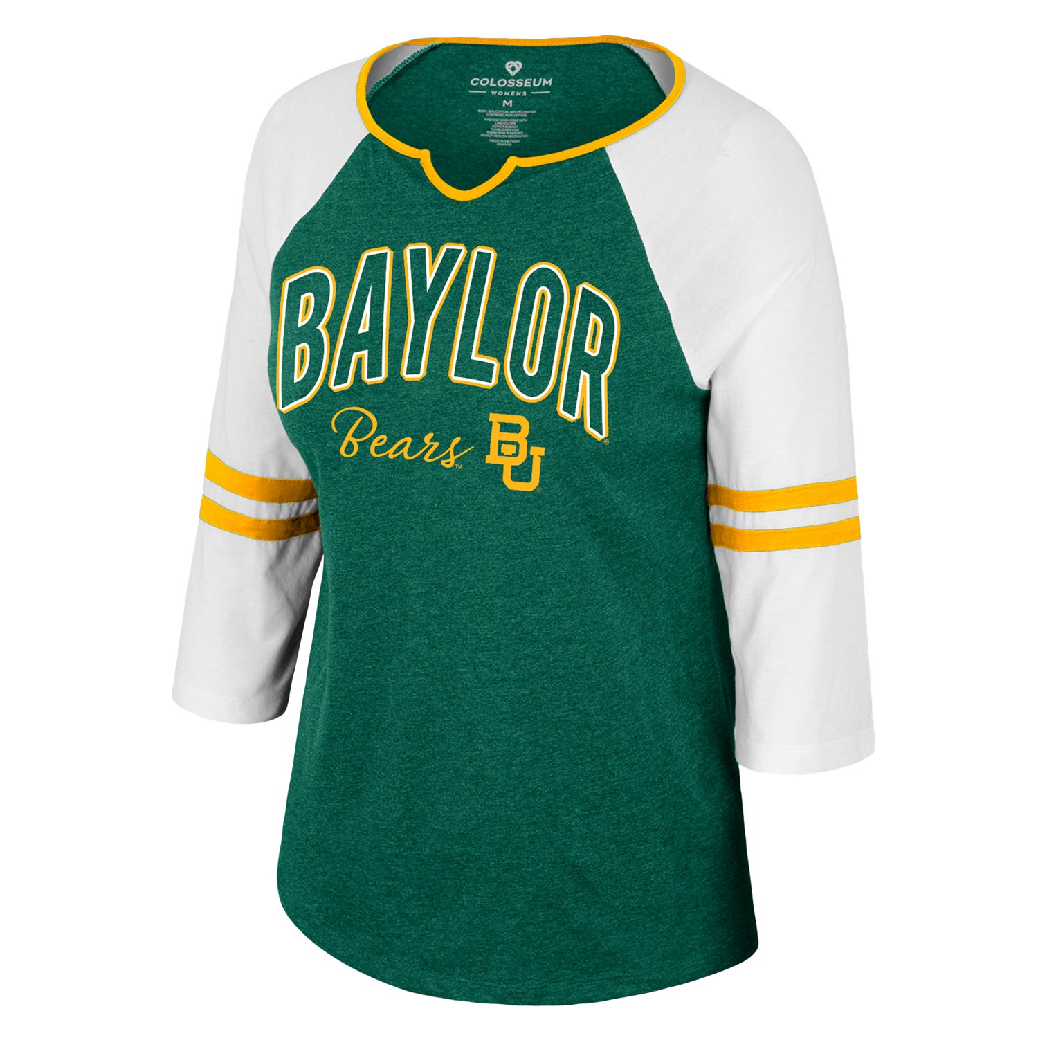 Colosseum Athletics Women's Baylor University Glass Harp 3/4 Sleeve T