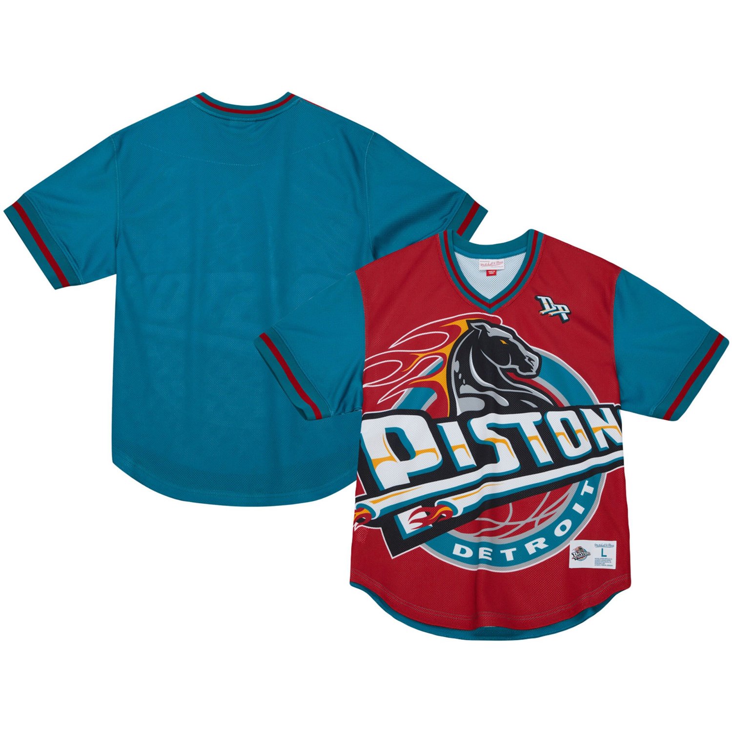 Mitchell Ness Detroit Pistons Jumbotron 30 Mesh V-Neck T-Shirt | Academy